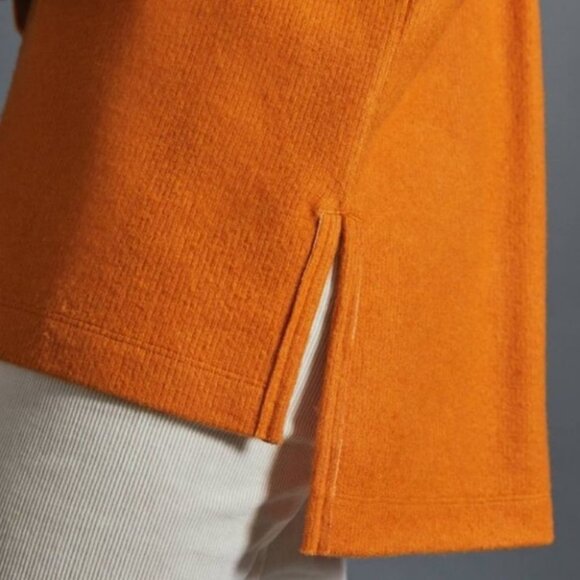 Anthropologie Rib Knit Funnel Neck Sweater Oversized Orange Long Sleeve‎ Boho XS - Picture 3 of 14